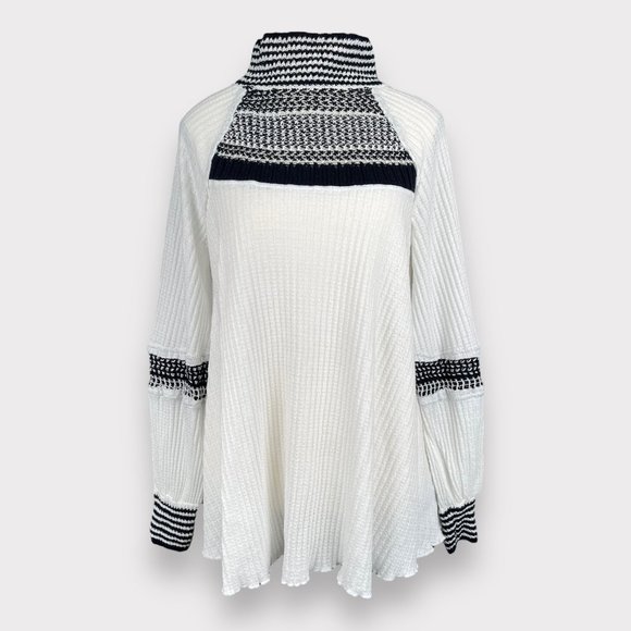 Free People Women's Snow Day Tunic Top Balloon Sleeve Knit Thermal Shirt Size S - Picture 2 of 16